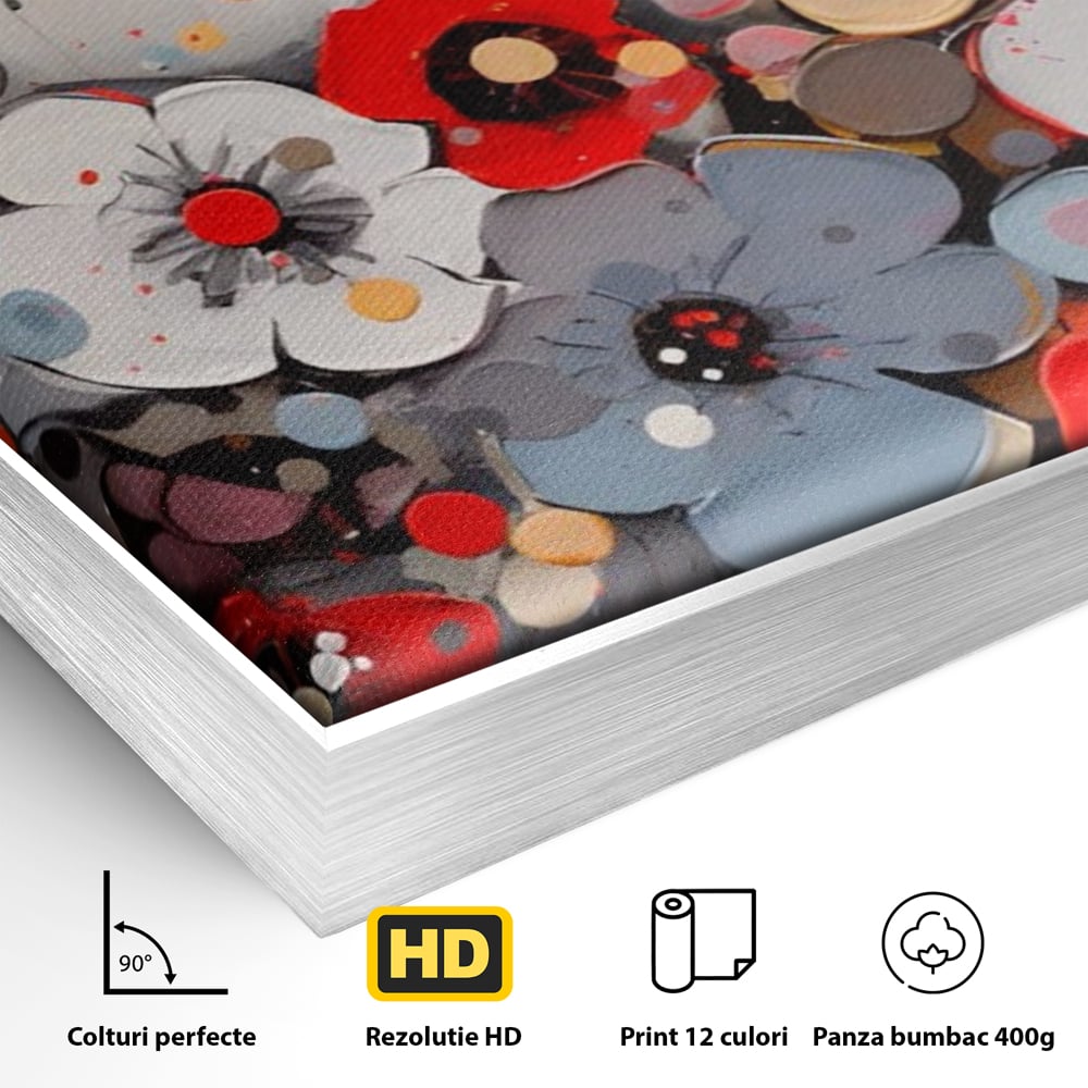 Tablou Canvas Premium LuxCanva® A1394, Pictura Florala , Galerie, Paleta De Culori, Flori Colorate, Decorativ, Culori Vibrante