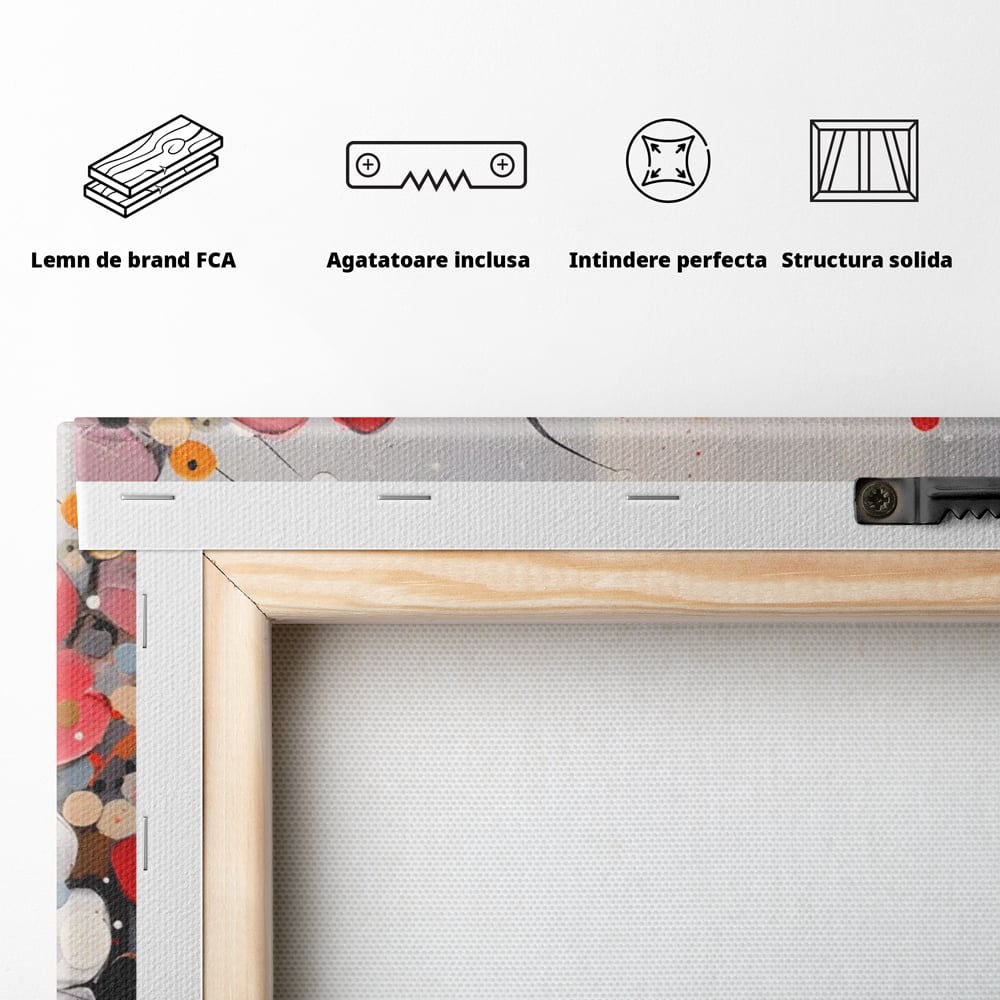 Tablou Canvas Premium LuxCanva® A1394, Pictura Florala , Galerie, Paleta De Culori, Flori Colorate, Decorativ, Culori Vibrante