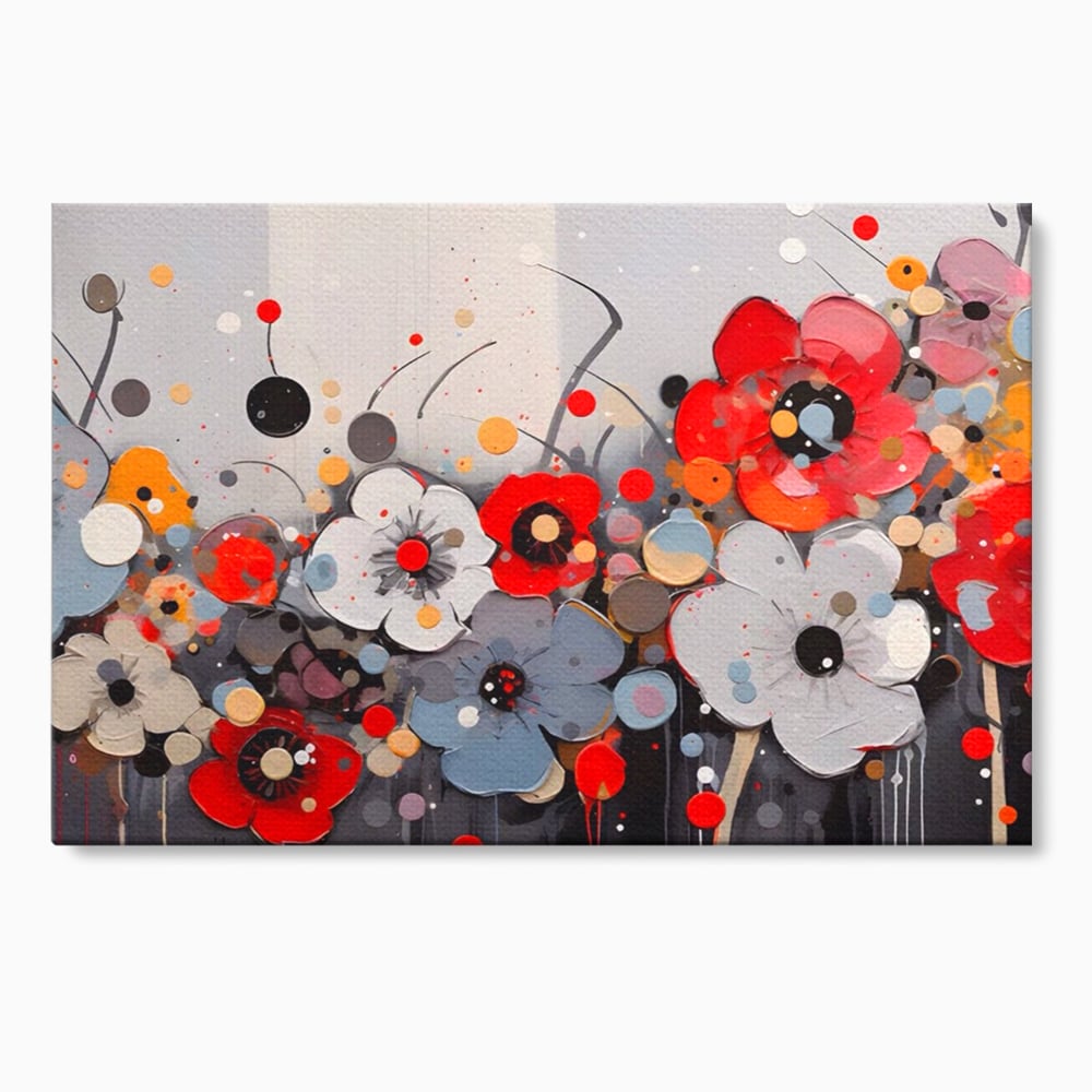 Tablou Canvas Premium LuxCanva® A1394, Pictura Florala , Galerie, Paleta De Culori, Flori Colorate, Decorativ, Culori Vibrante