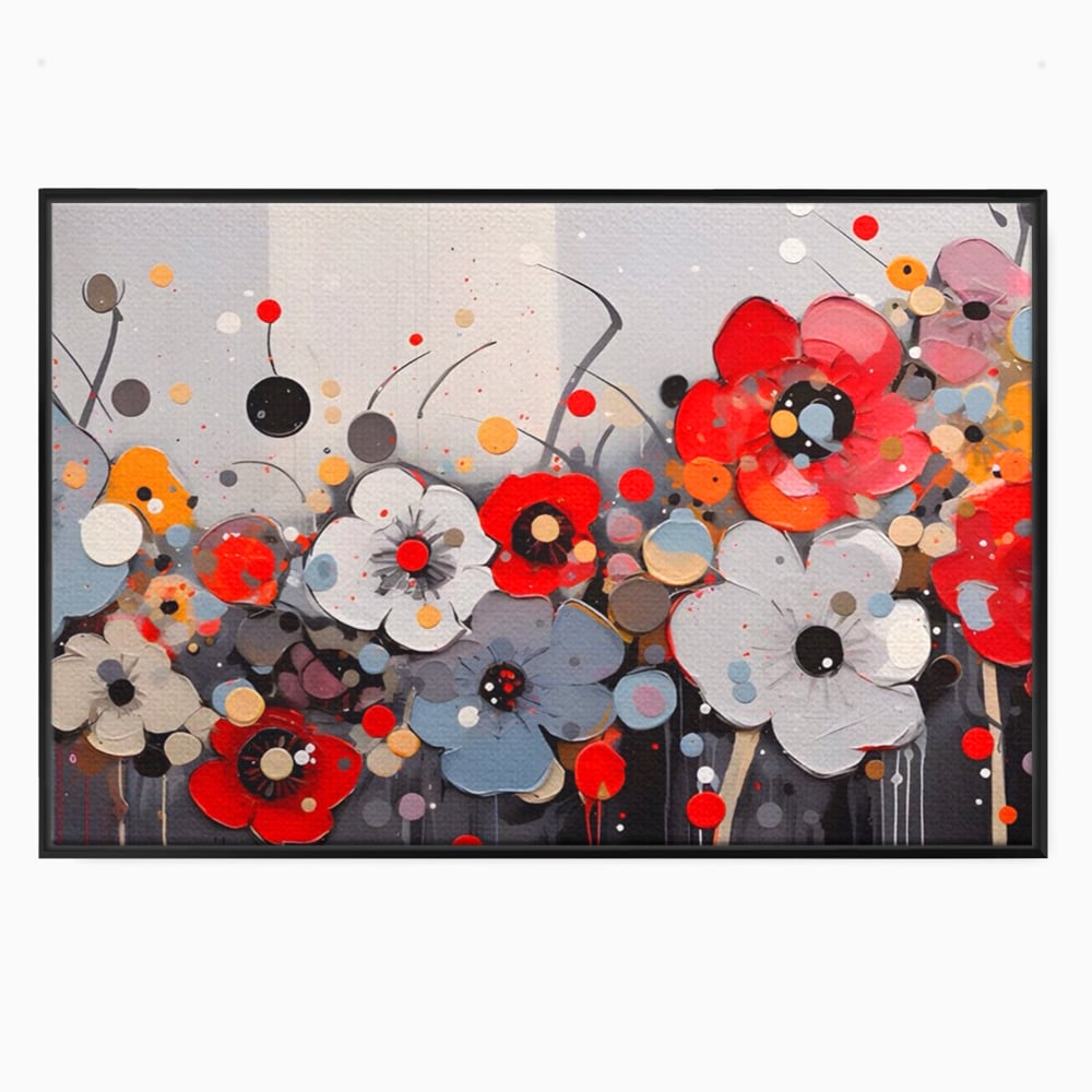 Tablou Canvas Premium LuxCanva® A1394, Pictura Florala , Galerie, Paleta De Culori, Flori Colorate, Decorativ, Culori Vibrante