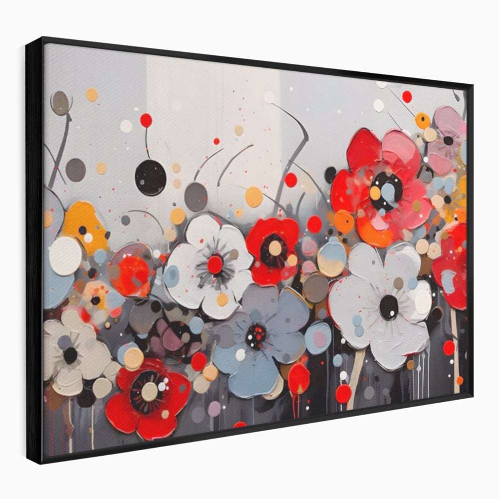 Tablou Canvas Premium LuxCanva® A1394, Pictura Florala , Galerie, Paleta De Culori, Flori Colorate, Decorativ, Culori Vibrante