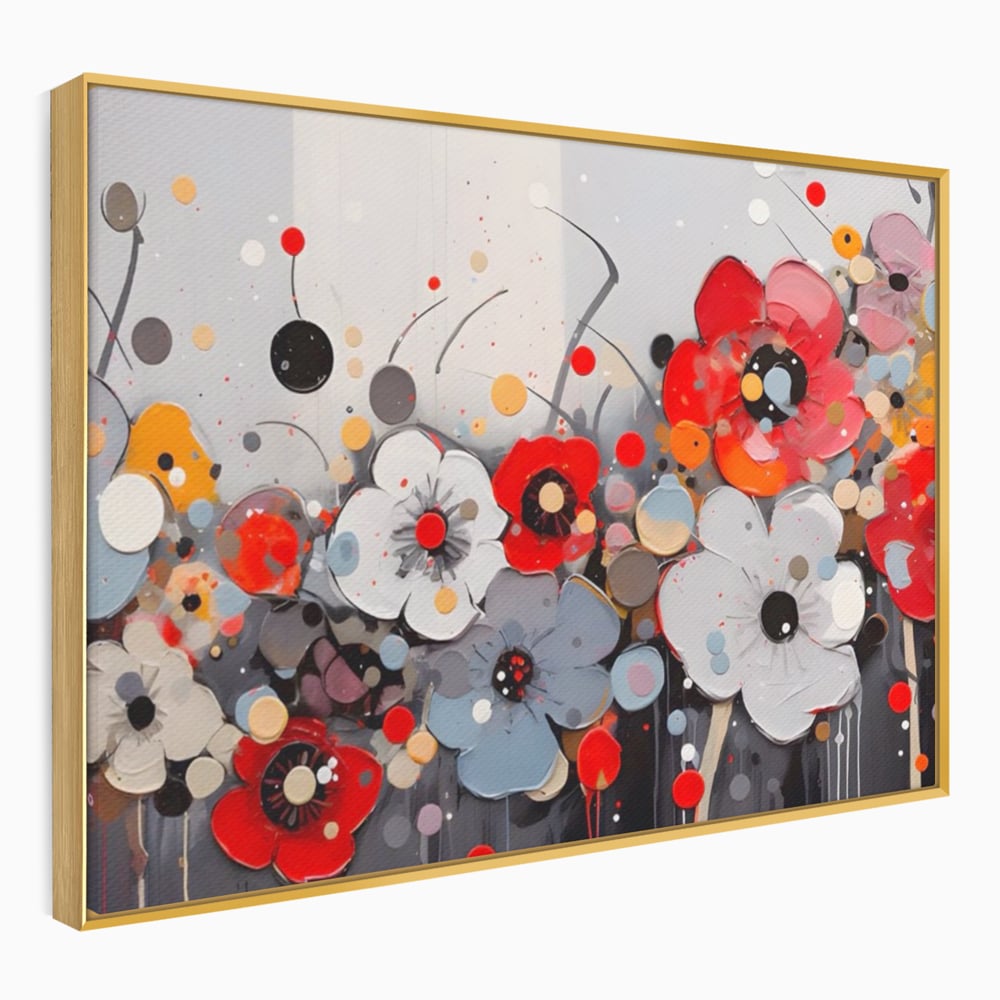 Tablou Canvas Premium LuxCanva® A1394, Pictura Florala , Galerie, Paleta De Culori, Flori Colorate, Decorativ, Culori Vibrante