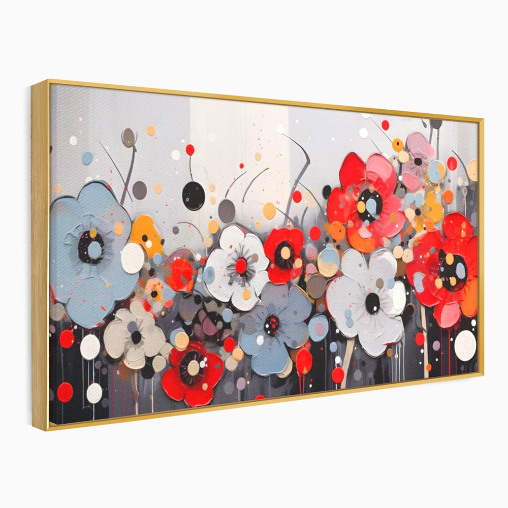 Tablou Canvas Premium LuxCanva® A1394, Pictura Florala , Galerie, Paleta De Culori, Flori Colorate, Decorativ, Culori Vibrante