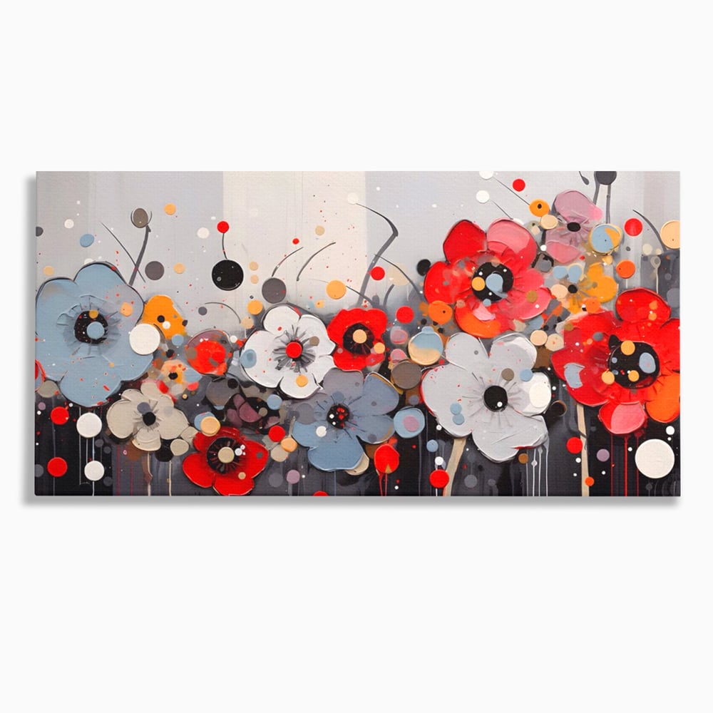Tablou Canvas Premium LuxCanva® A1394, Pictura Florala , Galerie, Paleta De Culori, Flori Colorate, Decorativ, Culori Vibrante