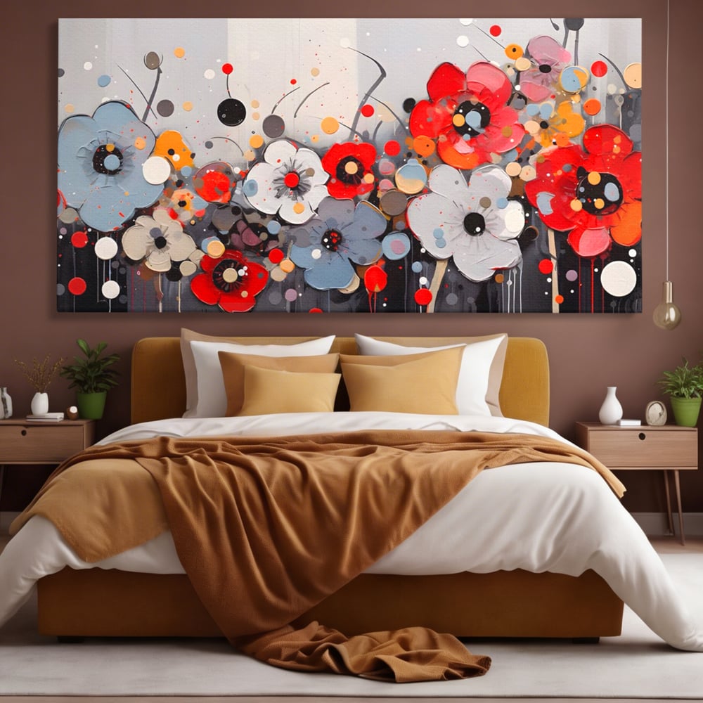Tablou Canvas Premium LuxCanva® A1394, Pictura Florala , Galerie, Paleta De Culori, Flori Colorate, Decorativ, Culori Vibrante