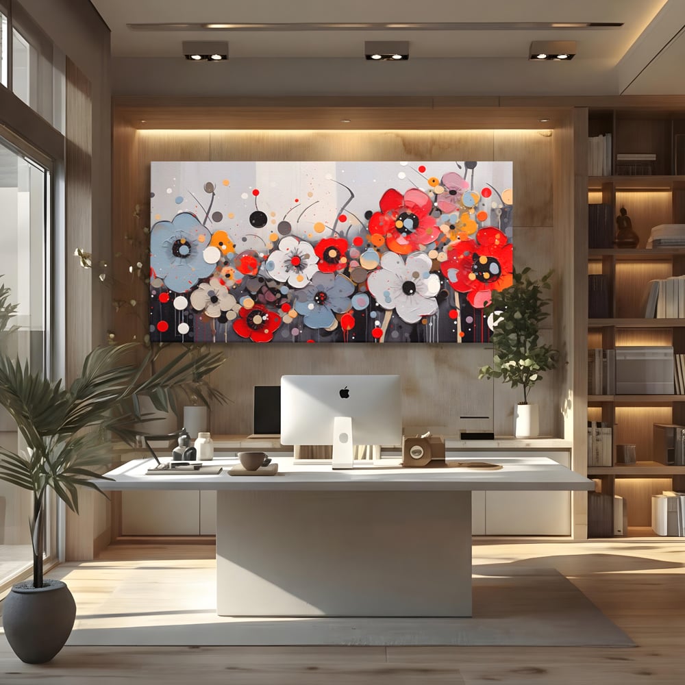 Tablou Canvas Premium LuxCanva® A1394, Pictura Florala , Galerie, Paleta De Culori, Flori Colorate, Decorativ, Culori Vibrante