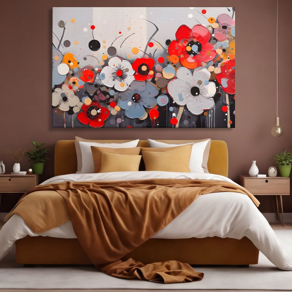 Tablou Canvas Premium LuxCanva® A1394, Pictura Florala , Galerie, Paleta De Culori, Flori Colorate, Decorativ, Culori Vibrante