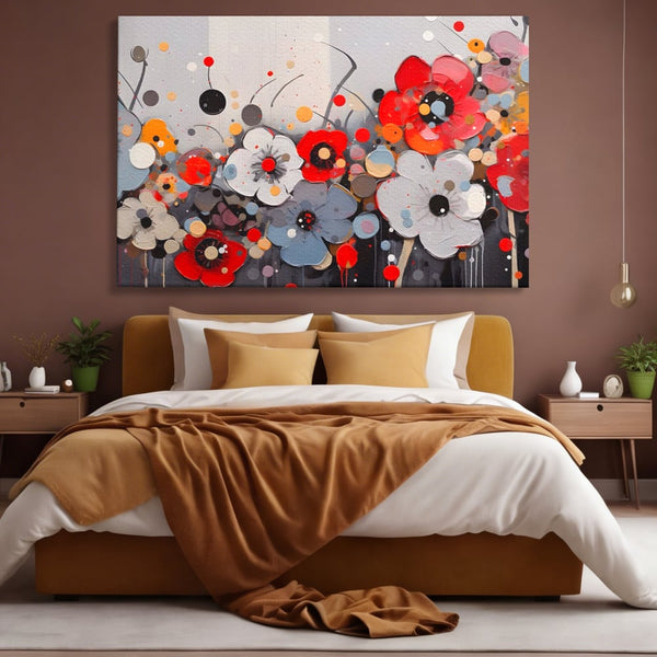 Tablou Canvas Premium LuxCanva® A1394, Pictura Florala , Galerie, Paleta De Culori, Flori Colorate, Decorativ, Culori Vibrante