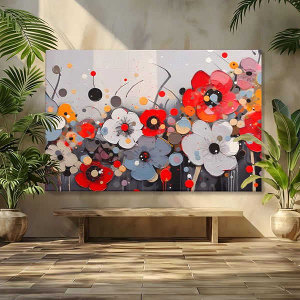 Tablou Canvas Premium LuxCanva® A1394, Pictura Florala , Galerie, Paleta De Culori, Flori Colorate, Decorativ, Culori Vibrante