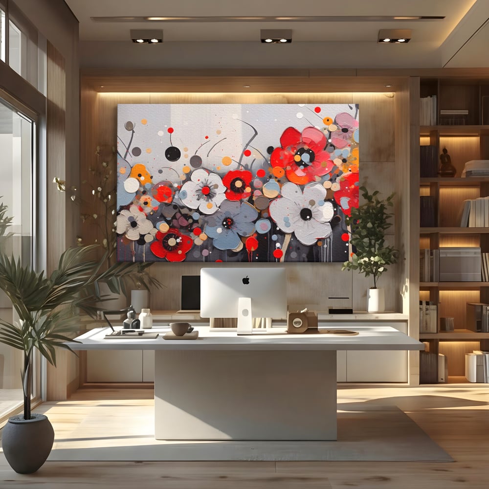 Tablou Canvas Premium LuxCanva® A1394, Pictura Florala , Galerie, Paleta De Culori, Flori Colorate, Decorativ, Culori Vibrante