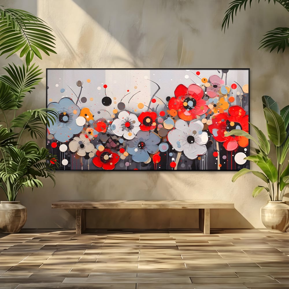 Tablou Canvas Premium LuxCanva® A1394, Pictura Florala , Galerie, Paleta De Culori, Flori Colorate, Decorativ, Culori Vibrante
