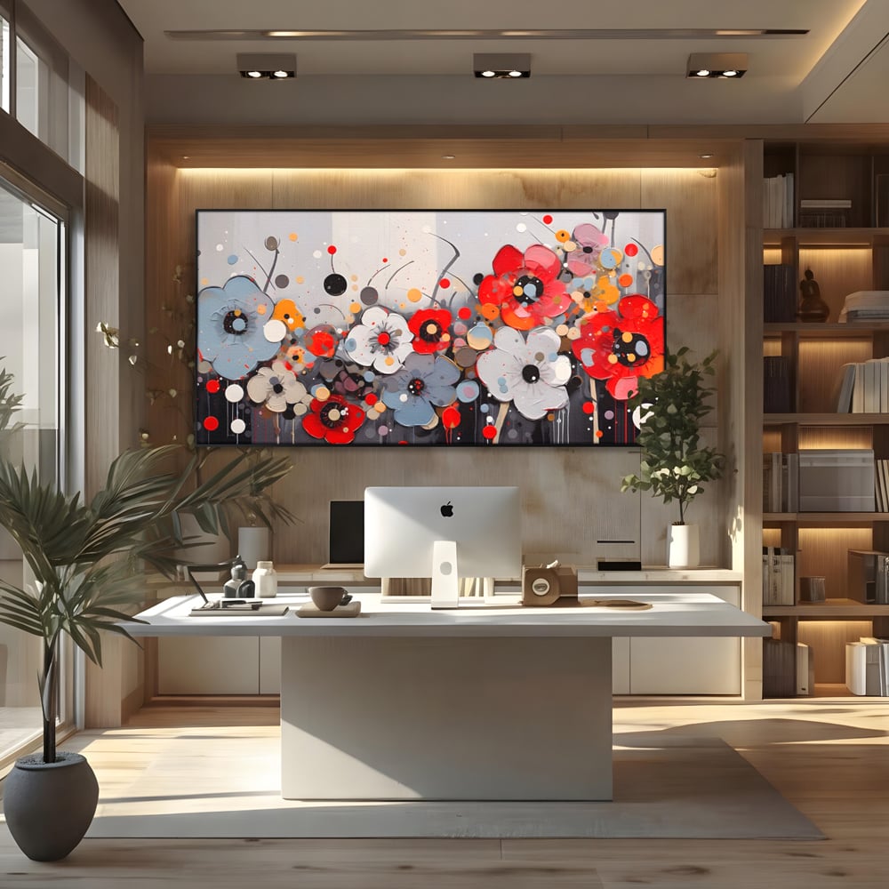 Tablou Canvas Premium LuxCanva® A1394, Pictura Florala , Galerie, Paleta De Culori, Flori Colorate, Decorativ, Culori Vibrante