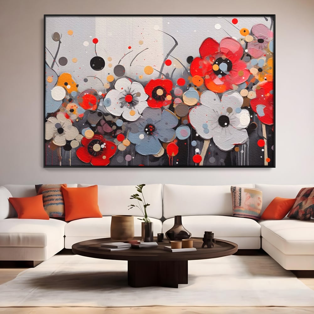 Tablou Canvas Premium LuxCanva® A1394, Pictura Florala , Galerie, Paleta De Culori, Flori Colorate, Decorativ, Culori Vibrante