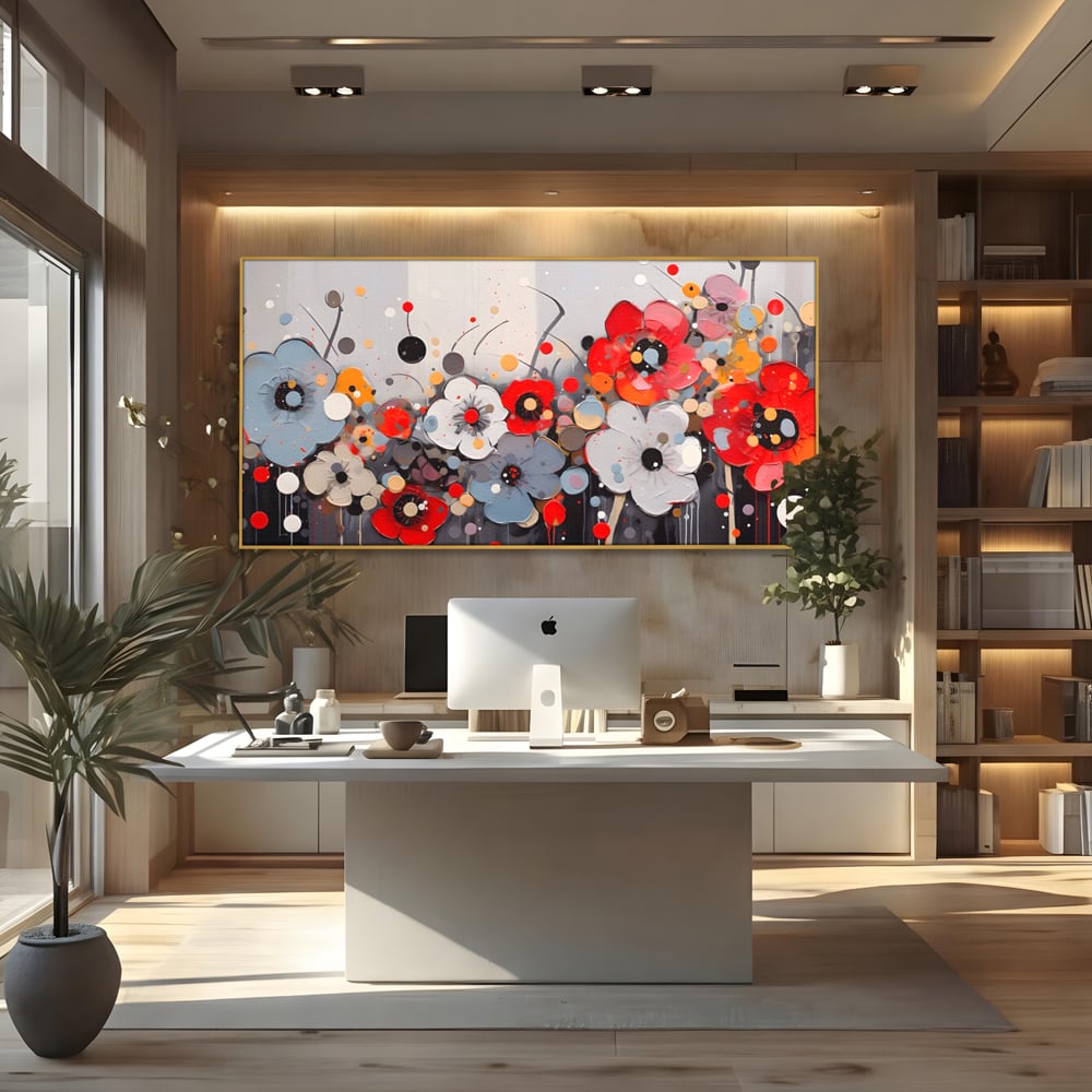 Tablou Canvas Premium LuxCanva® A1394, Pictura Florala , Galerie, Paleta De Culori, Flori Colorate, Decorativ, Culori Vibrante