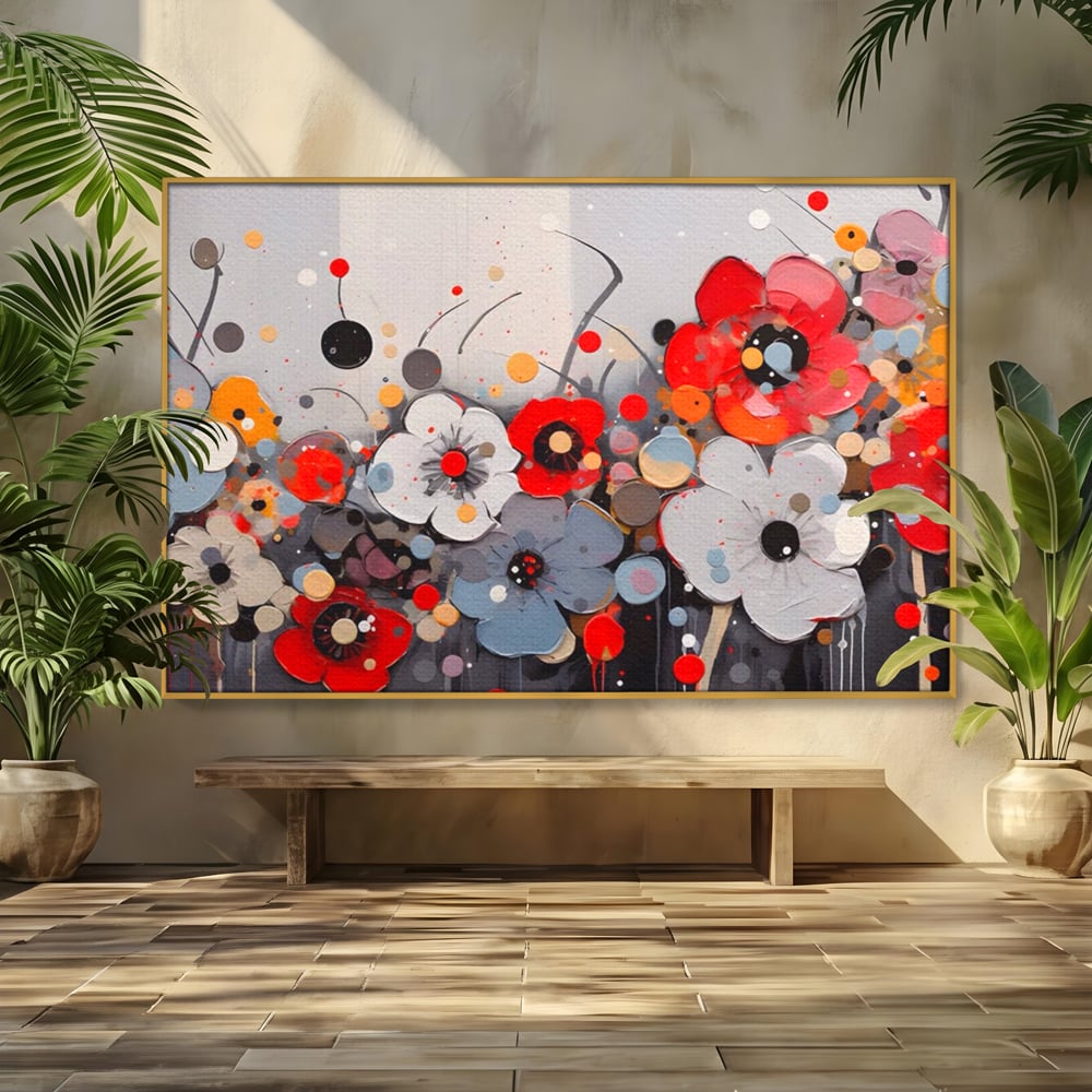 Tablou Canvas Premium LuxCanva® A1394, Pictura Florala , Galerie, Paleta De Culori, Flori Colorate, Decorativ, Culori Vibrante