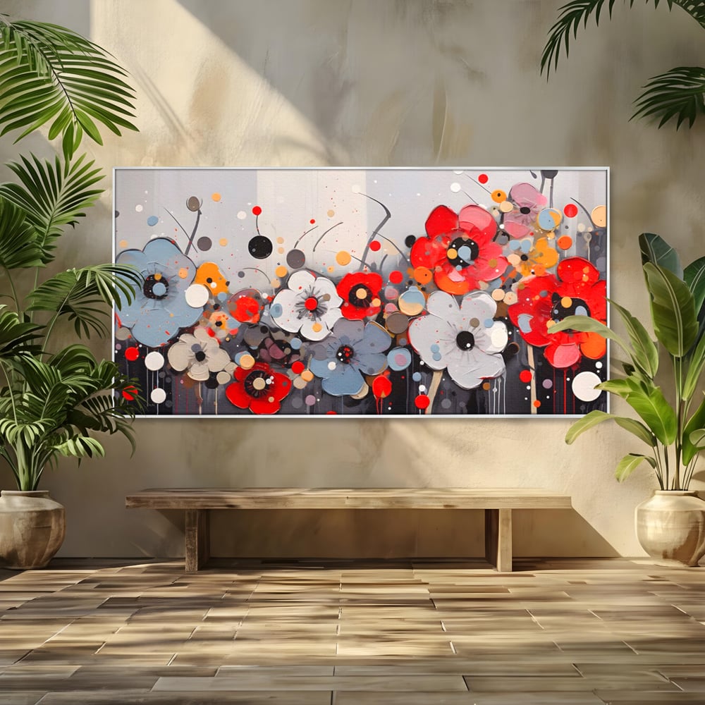 Tablou Canvas Premium LuxCanva® A1394, Pictura Florala , Galerie, Paleta De Culori, Flori Colorate, Decorativ, Culori Vibrante