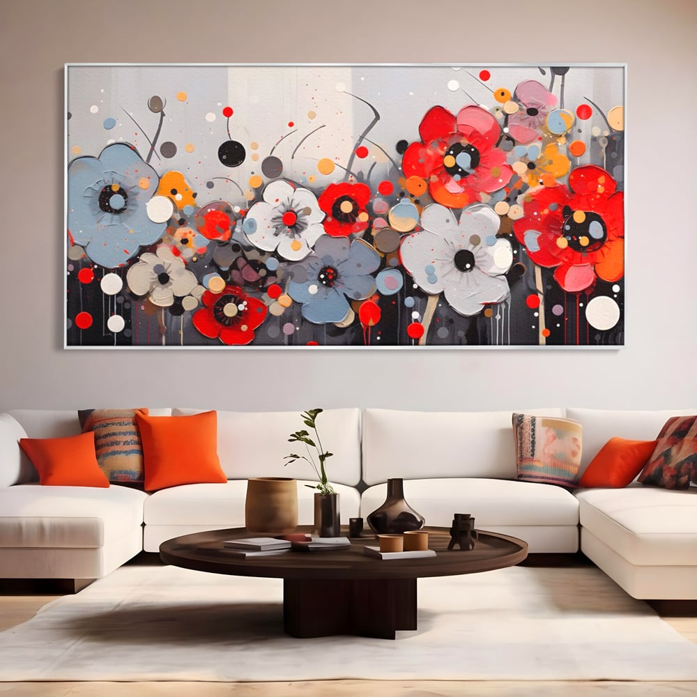 Tablou Canvas Premium LuxCanva® A1394, Pictura Florala , Galerie, Paleta De Culori, Flori Colorate, Decorativ, Culori Vibrante