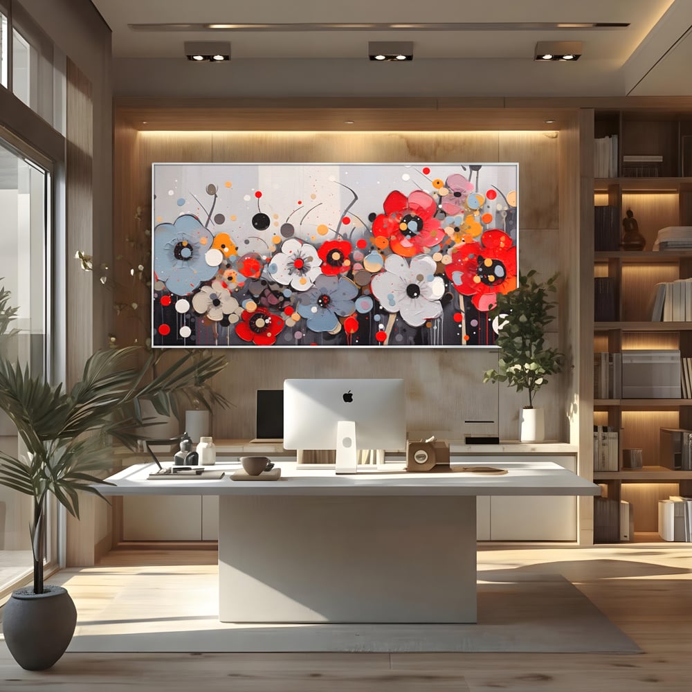 Tablou Canvas Premium LuxCanva® A1394, Pictura Florala , Galerie, Paleta De Culori, Flori Colorate, Decorativ, Culori Vibrante