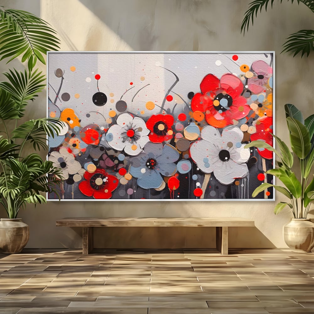 Tablou Canvas Premium LuxCanva® A1394, Pictura Florala , Galerie, Paleta De Culori, Flori Colorate, Decorativ, Culori Vibrante