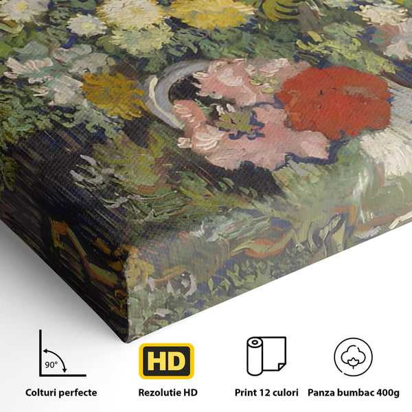 Tablou Canvas Premium LuxCanva® A1397, Flori In Vaza ,  Room, Pictura, Crizanteme, Living, Culori Vibrante