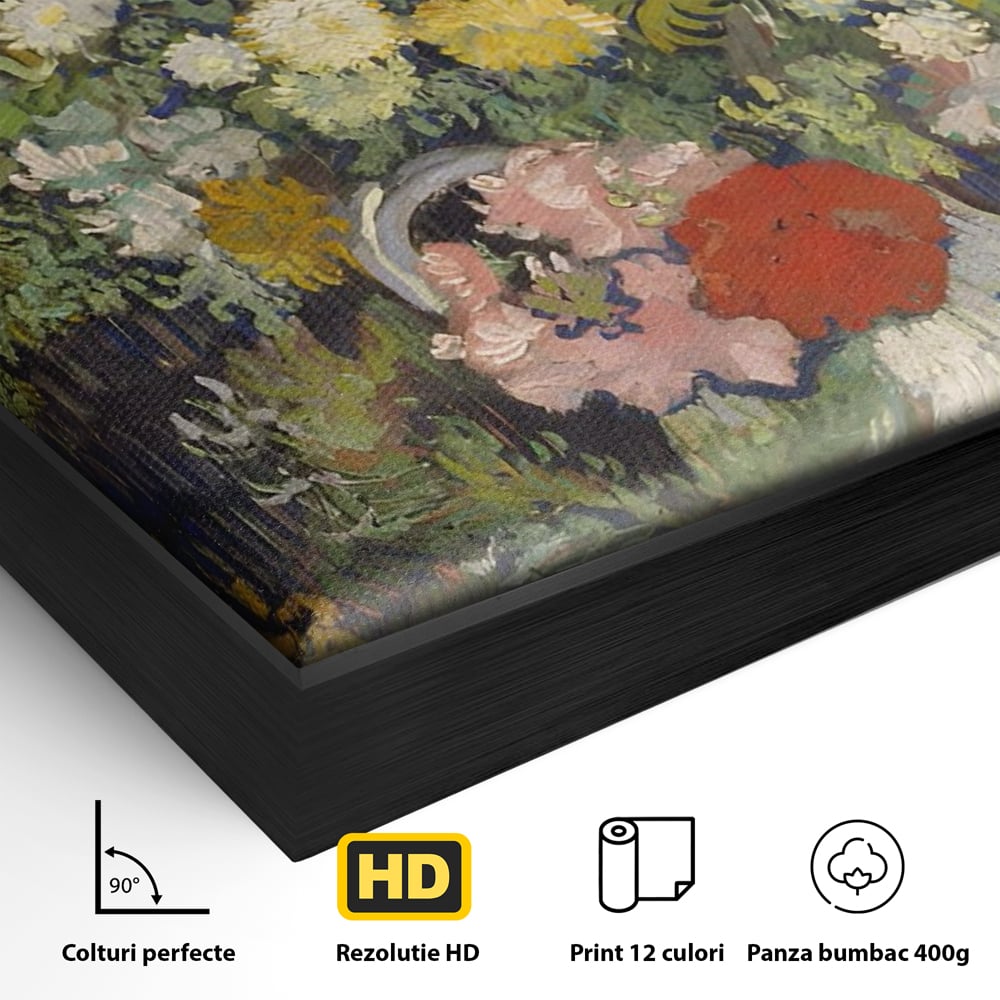 Tablou Canvas Premium LuxCanva® A1397, Flori In Vaza ,  Room, Pictura, Crizanteme, Living, Culori Vibrante