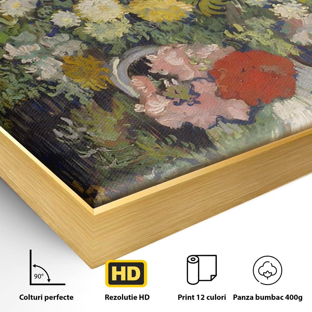 Tablou Canvas Premium LuxCanva® A1397, Flori In Vaza ,  Room, Pictura, Crizanteme, Living, Culori Vibrante