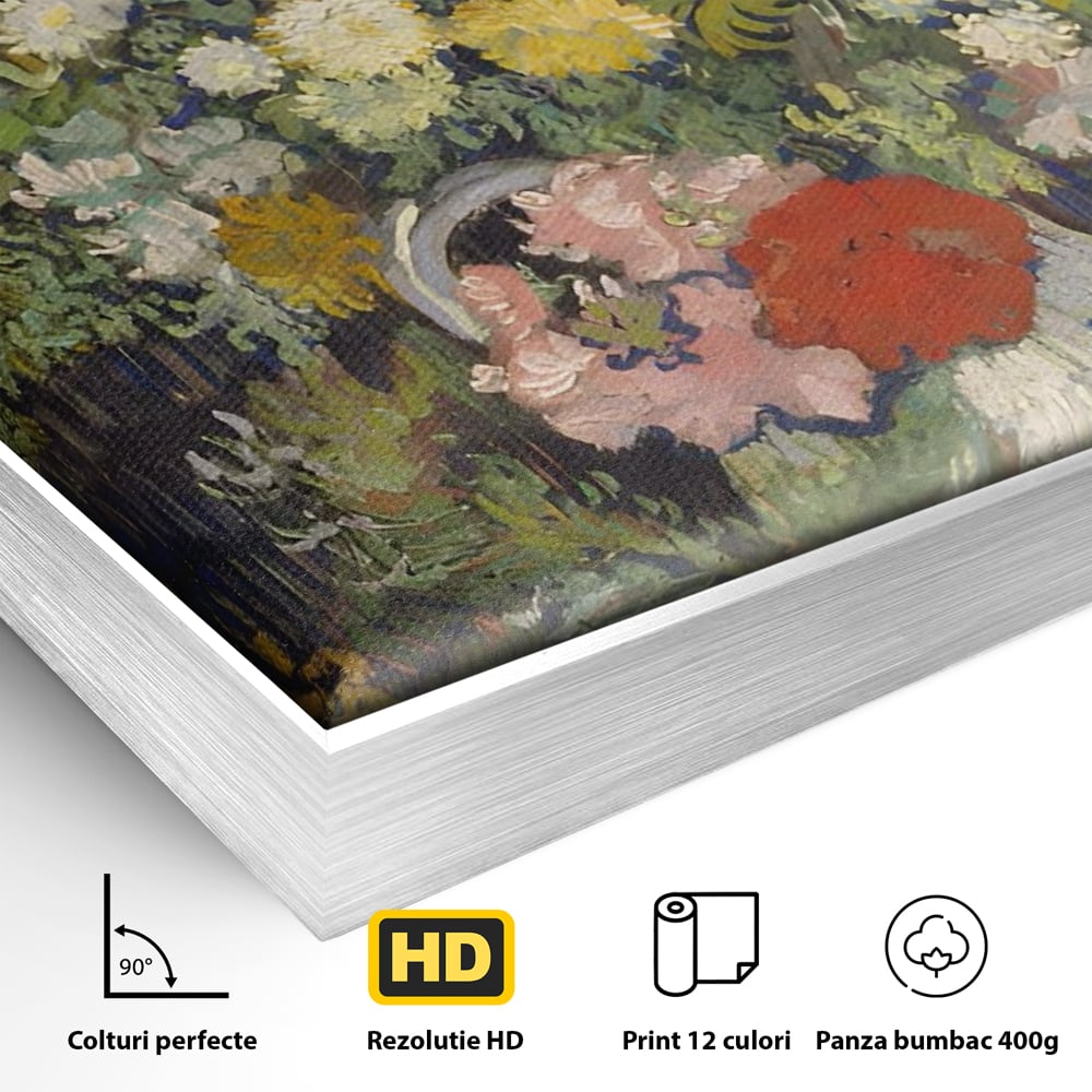 Tablou Canvas Premium LuxCanva® A1397, Flori In Vaza ,  Room, Pictura, Crizanteme, Living, Culori Vibrante