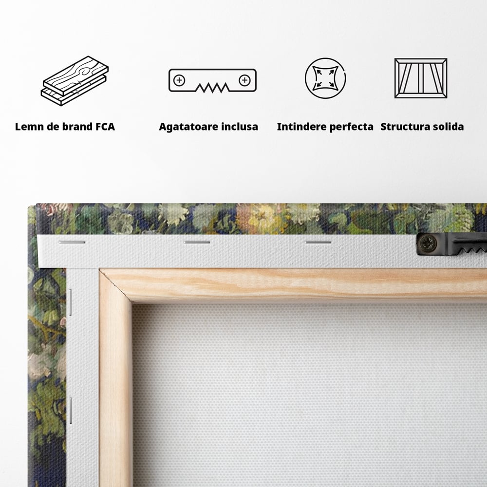Tablou Canvas Premium LuxCanva® A1397, Flori In Vaza ,  Room, Pictura, Crizanteme, Living, Culori Vibrante