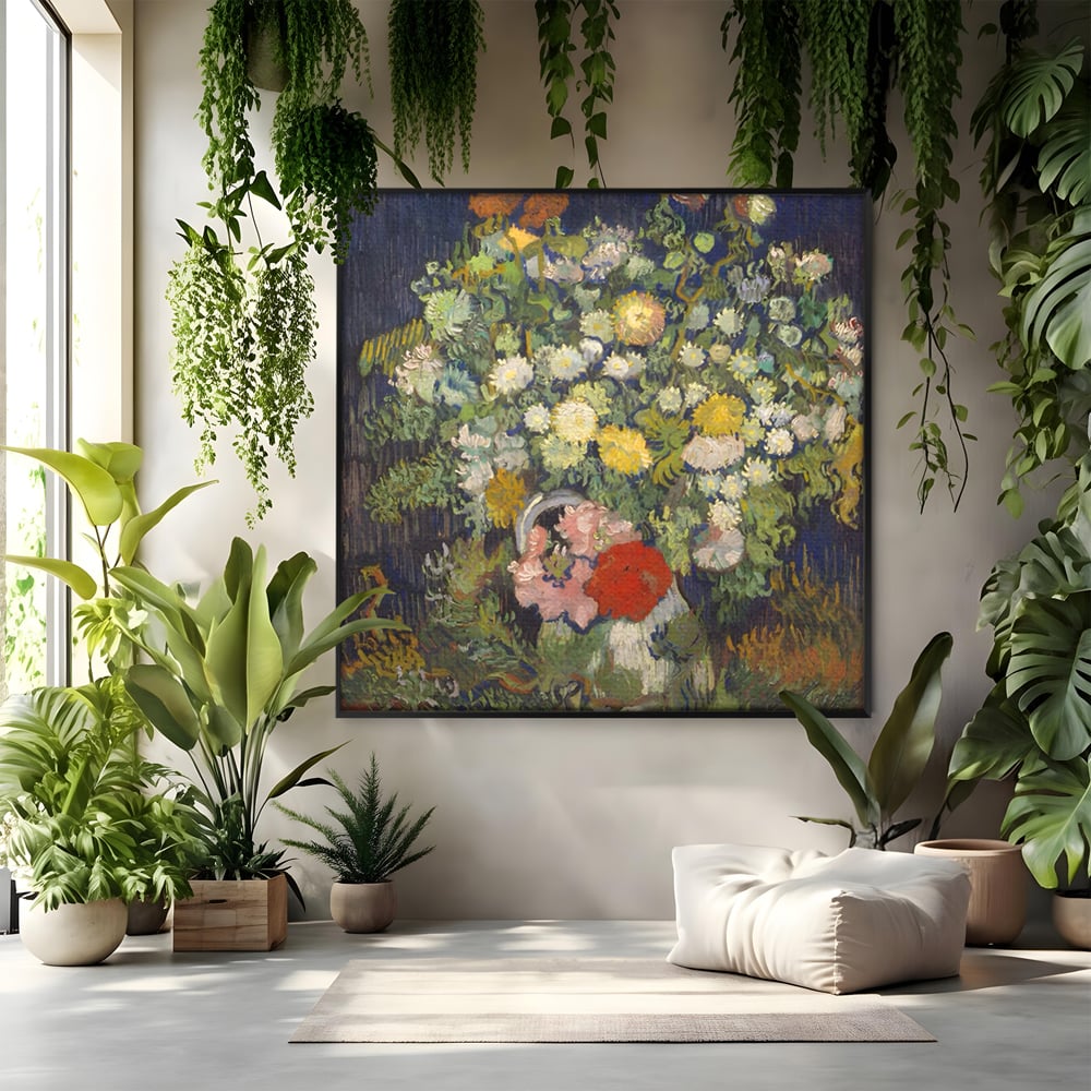 Tablou Canvas Premium LuxCanva® A1397, Flori In Vaza ,  Room, Pictura, Crizanteme, Living, Culori Vibrante