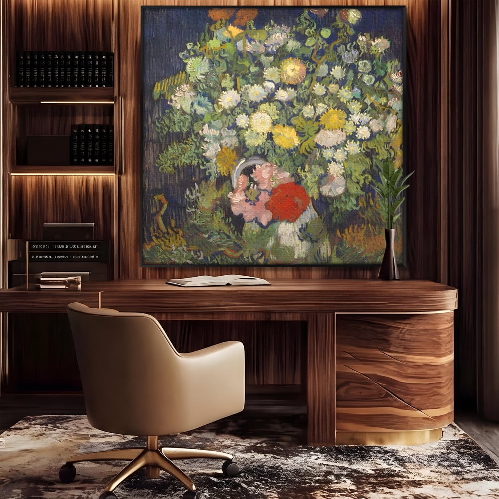 Tablou Canvas Premium LuxCanva® A1397, Flori In Vaza ,  Room, Pictura, Crizanteme, Living, Culori Vibrante