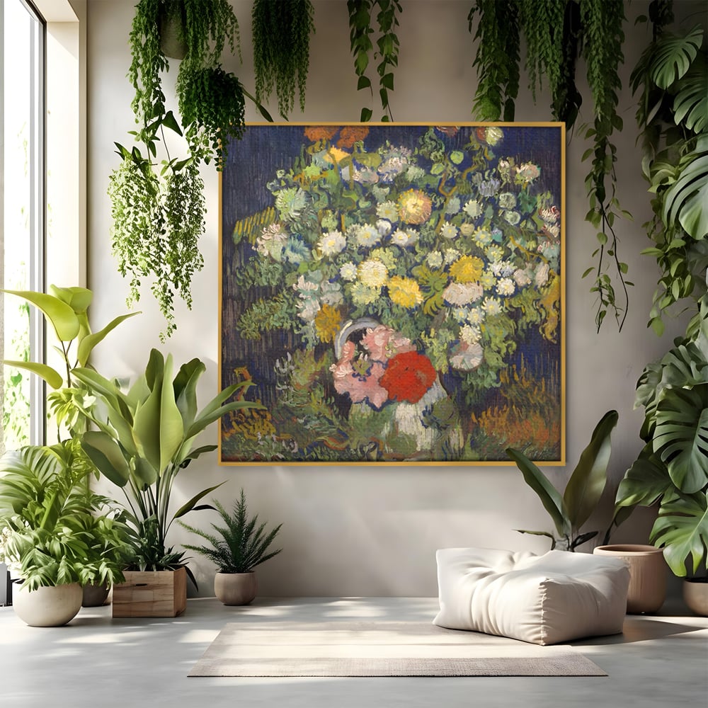 Tablou Canvas Premium LuxCanva® A1397, Flori In Vaza ,  Room, Pictura, Crizanteme, Living, Culori Vibrante