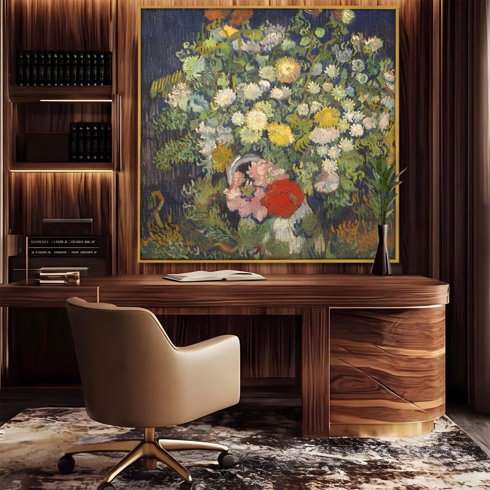 Tablou Canvas Premium LuxCanva® A1397, Flori In Vaza ,  Room, Pictura, Crizanteme, Living, Culori Vibrante