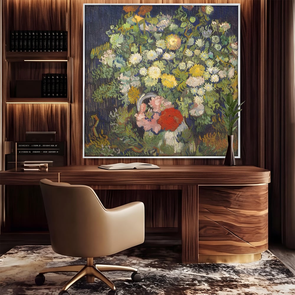Tablou Canvas Premium LuxCanva® A1397, Flori In Vaza ,  Room, Pictura, Crizanteme, Living, Culori Vibrante