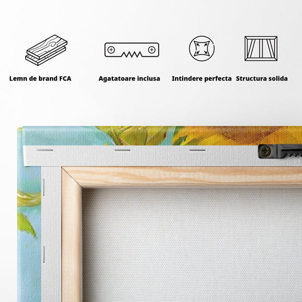 Tablou Canvas Premium LuxCanva® A1399, Floarea Soarelui ,  Room, Floare Galbena, Vaza, Pictura, Planta, Dormitor, Culori Vibrante