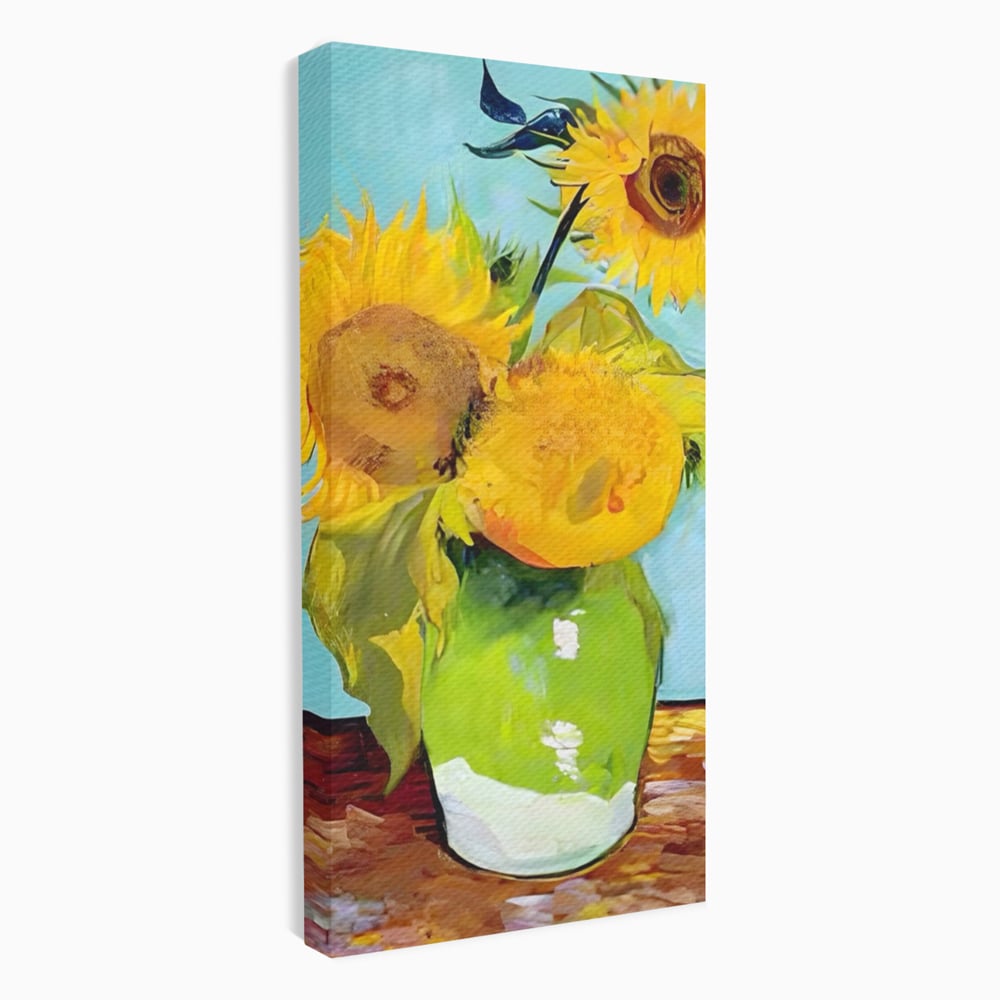 Tablou Canvas Premium LuxCanva® A1399, Floarea Soarelui ,  Room, Floare Galbena, Vaza, Pictura, Planta, Dormitor, Culori Vibrante