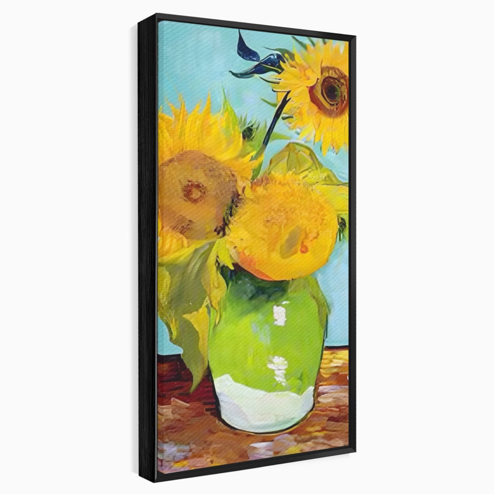 Tablou Canvas Premium LuxCanva® A1399, Floarea Soarelui ,  Room, Floare Galbena, Vaza, Pictura, Planta, Dormitor, Culori Vibrante