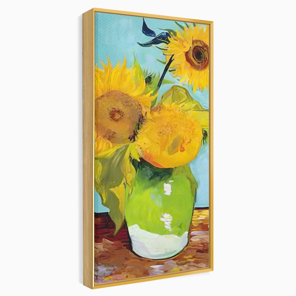 Tablou Canvas Premium LuxCanva® A1399, Floarea Soarelui ,  Room, Floare Galbena, Vaza, Pictura, Planta, Dormitor, Culori Vibrante