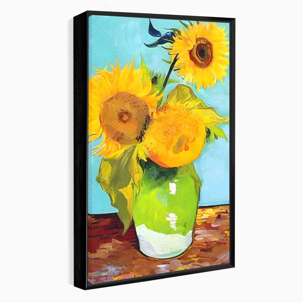 Tablou Canvas Premium LuxCanva® A1399, Floarea Soarelui ,  Room, Floare Galbena, Vaza, Pictura, Planta, Dormitor, Culori Vibrante