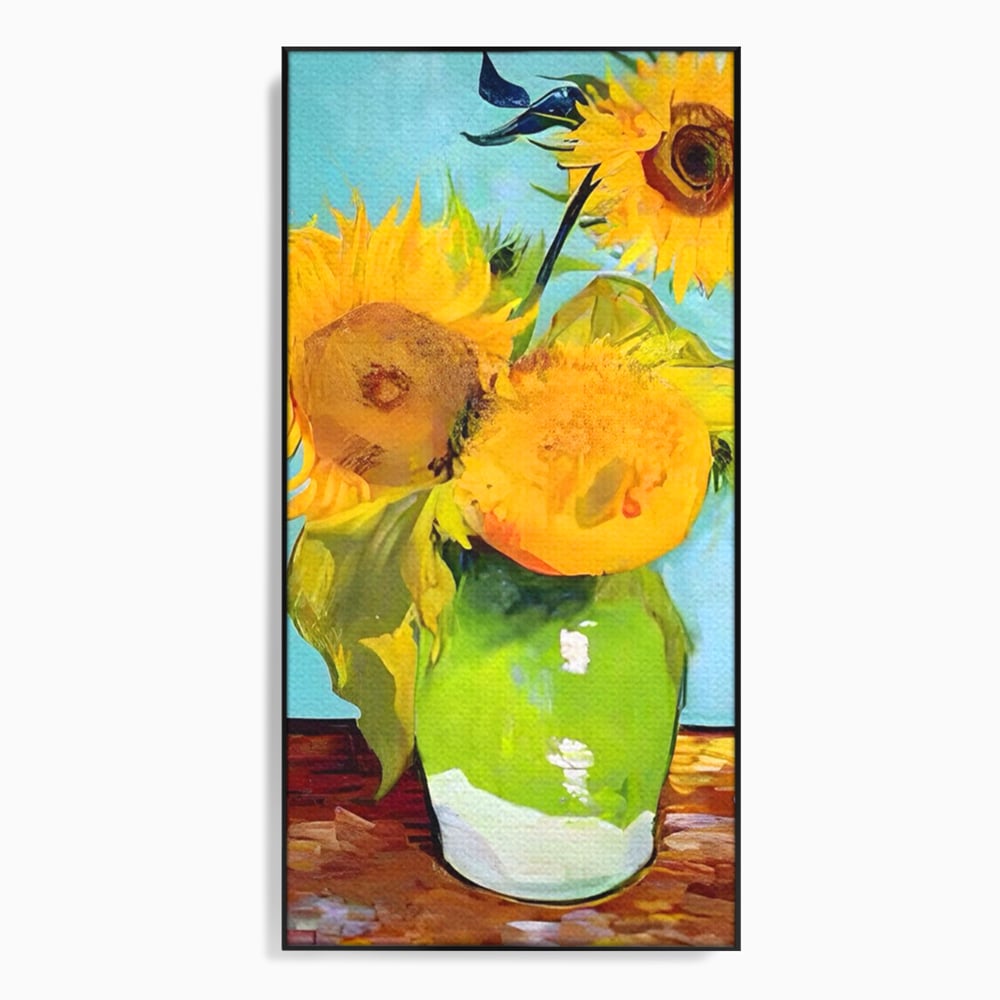 Tablou Canvas Premium LuxCanva® A1399, Floarea Soarelui ,  Room, Floare Galbena, Vaza, Pictura, Planta, Dormitor, Culori Vibrante