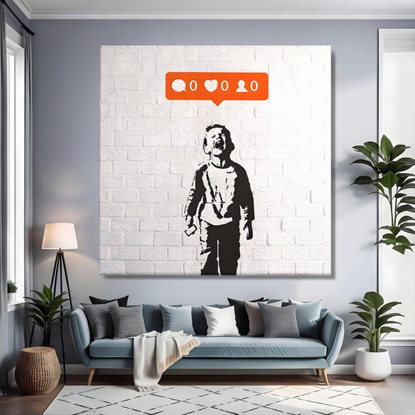 Tablou Canvas Premium LuxCanva® A1400, No Followers , Room, Inocenta, Social Media, Copil, Graffiti, Culori Vibrante