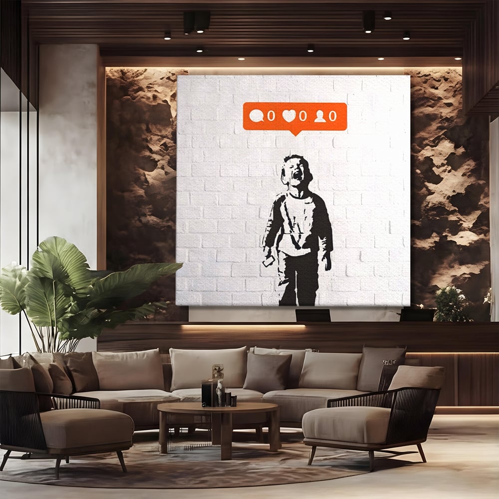 Tablou Canvas Premium LuxCanva® A1400, No Followers , Room, Inocenta, Social Media, Copil, Graffiti, Culori Vibrante