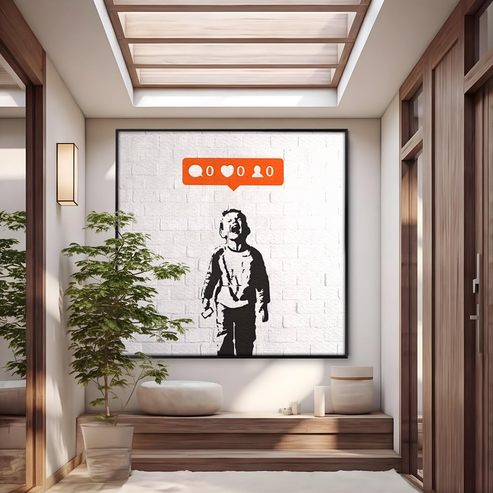Tablou Canvas Premium LuxCanva® A1400, No Followers , Room, Inocenta, Social Media, Copil, Graffiti, Culori Vibrante