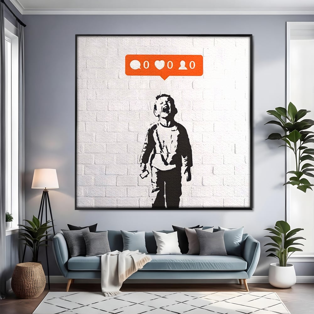 Tablou Canvas Premium LuxCanva® A1400, No Followers , Room, Inocenta, Social Media, Copil, Graffiti, Culori Vibrante