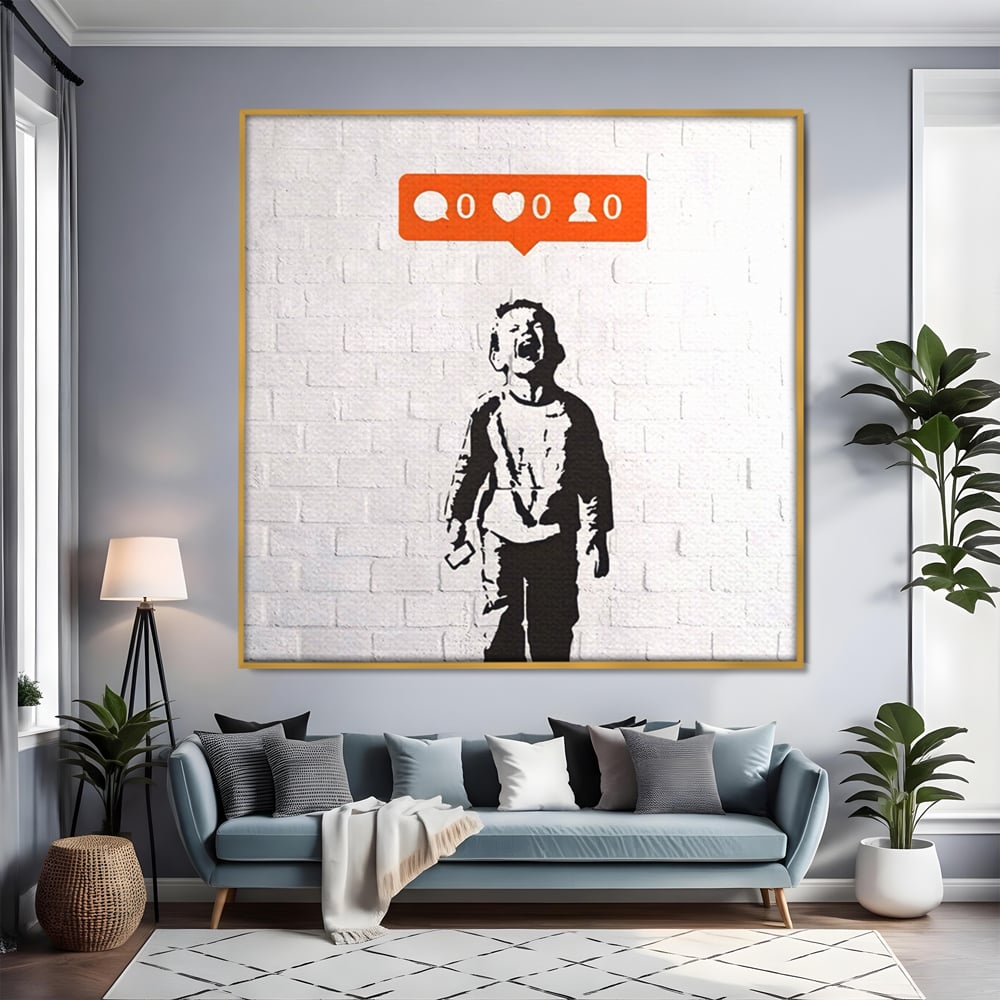 Tablou Canvas Premium LuxCanva® A1400, No Followers , Room, Inocenta, Social Media, Copil, Graffiti, Culori Vibrante