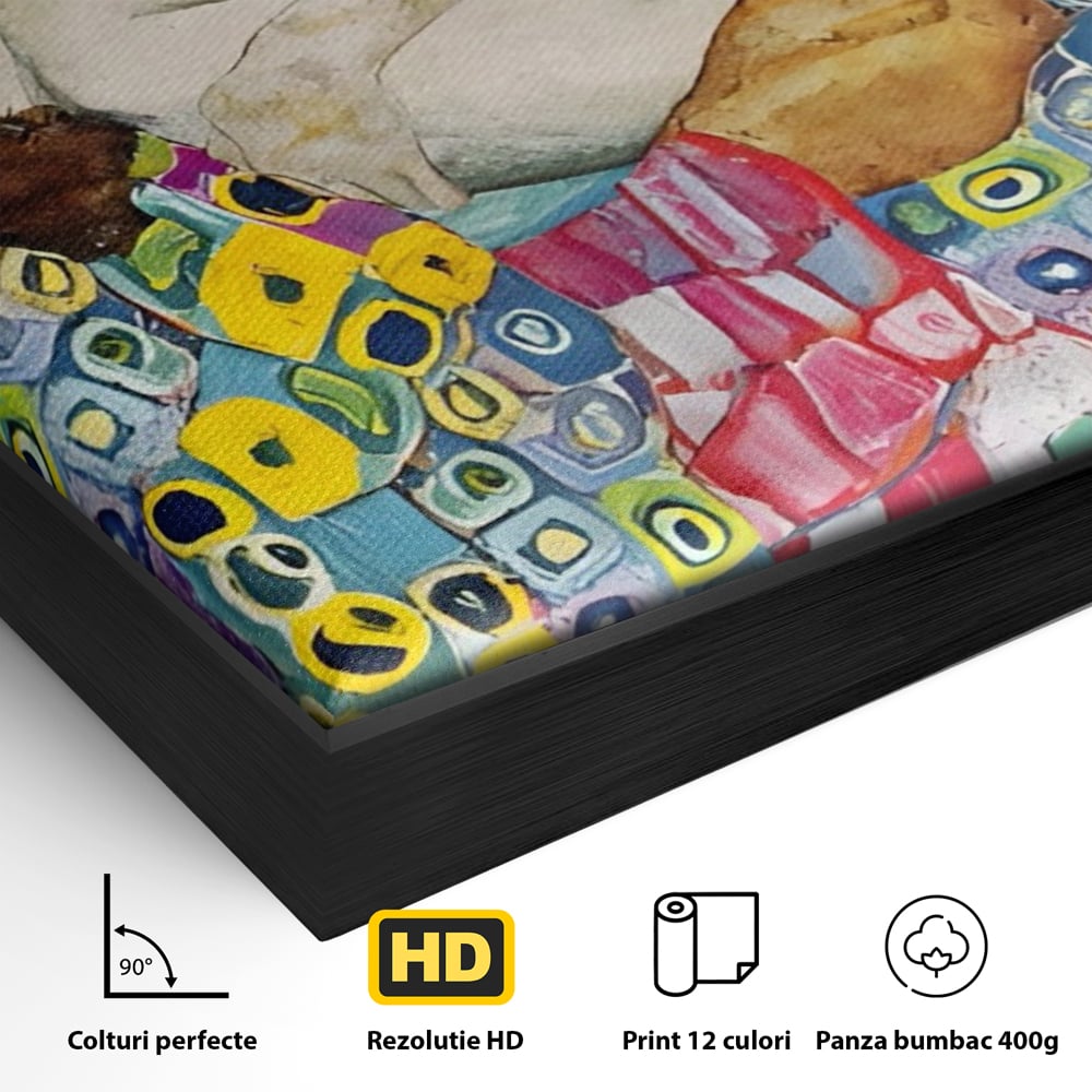 Tablou Canvas Premium LuxCanva® A1403, The Family , Room, Gustav Klimt, Iubire, Mama, Tata, Bebelus, Dormitor, Culori Vibrante