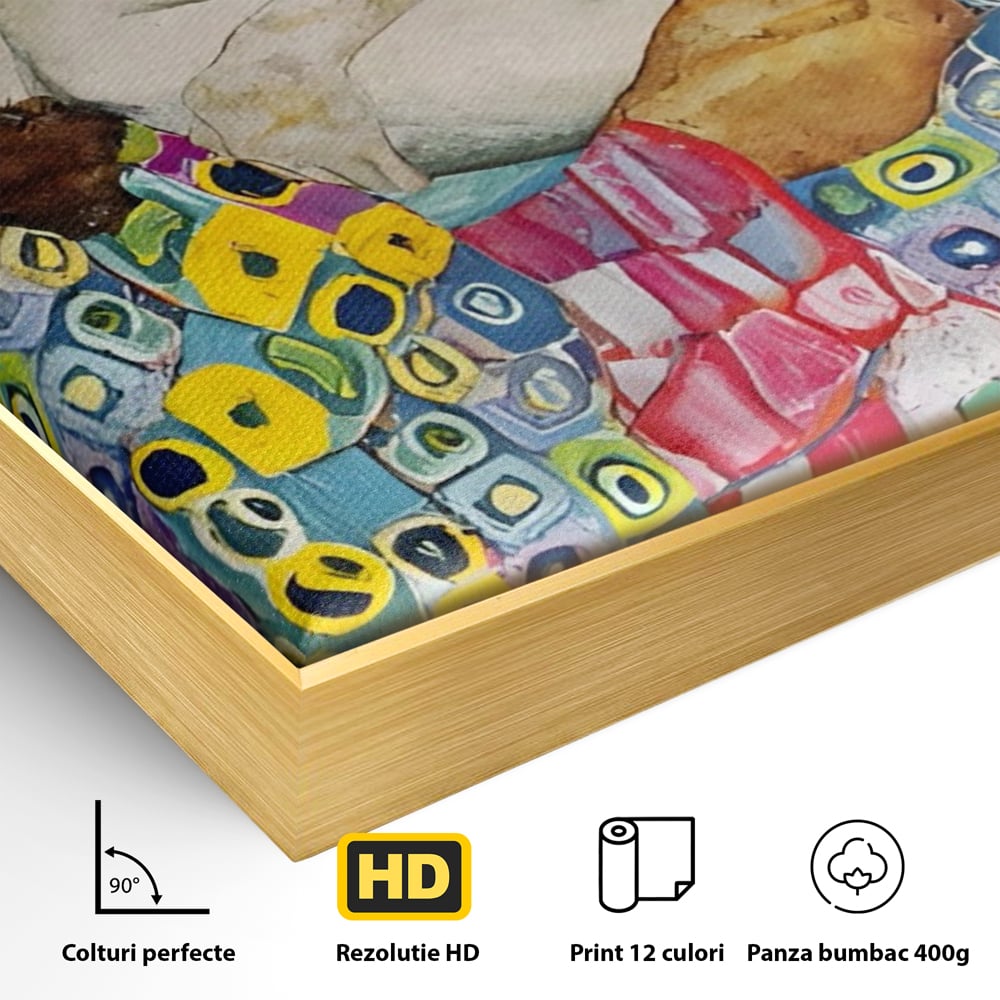 Tablou Canvas Premium LuxCanva® A1403, The Family , Room, Gustav Klimt, Iubire, Mama, Tata, Bebelus, Dormitor, Culori Vibrante