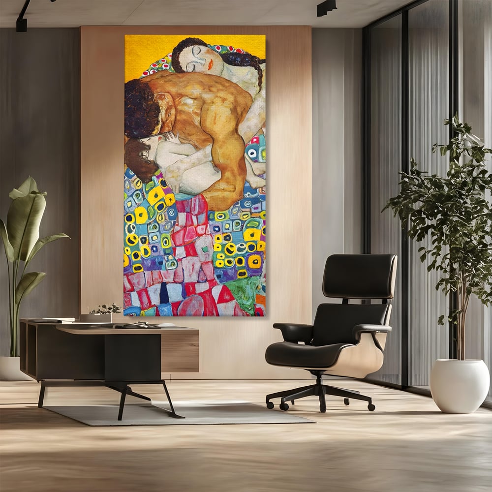 Tablou Canvas Premium LuxCanva® A1403, The Family , Room, Gustav Klimt, Iubire, Mama, Tata, Bebelus, Dormitor, Culori Vibrante