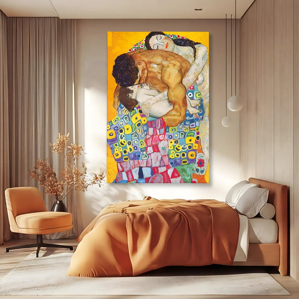 Tablou Canvas Premium LuxCanva® A1403, The Family , Room, Gustav Klimt, Iubire, Mama, Tata, Bebelus, Dormitor, Culori Vibrante