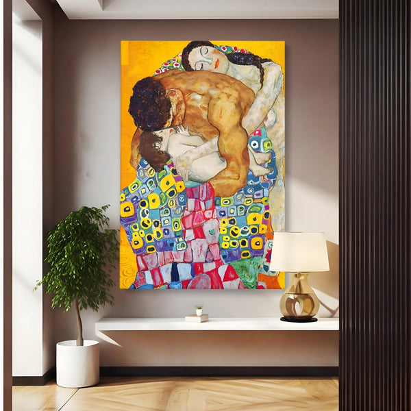 Tablou Canvas Premium LuxCanva® A1403, The Family , Room, Gustav Klimt, Iubire, Mama, Tata, Bebelus, Dormitor, Culori Vibrante