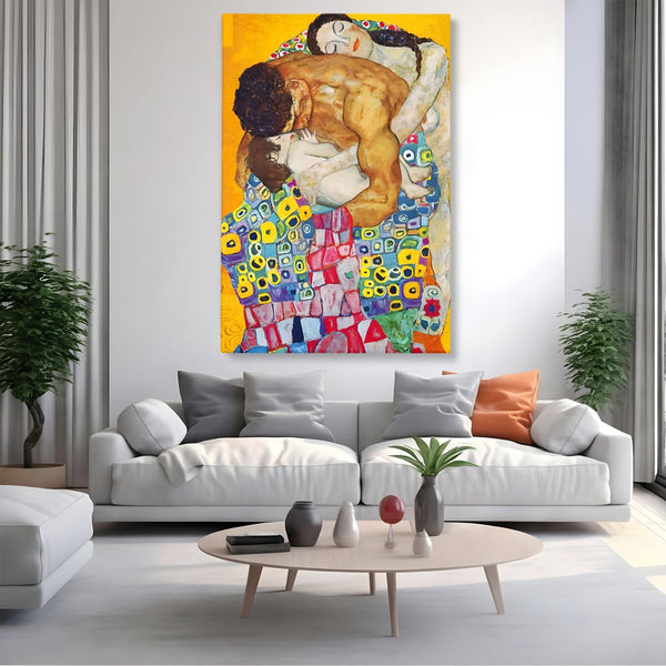 Tablou Canvas Premium LuxCanva® A1403, The Family , Room, Gustav Klimt, Iubire, Mama, Tata, Bebelus, Dormitor, Culori Vibrante